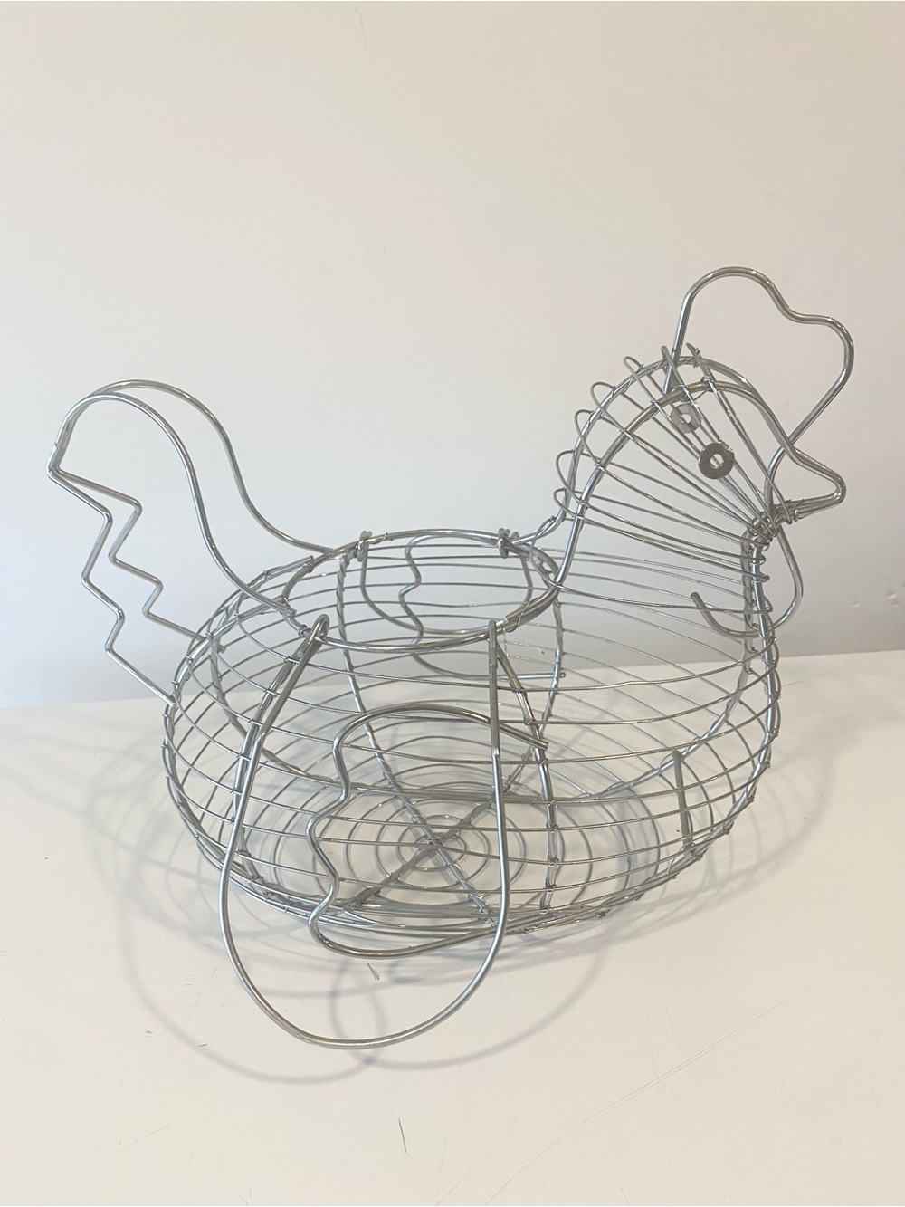Farmhouse Wire Chicken Egg Basket Chrome Kitchen Decor Country Cottagecore